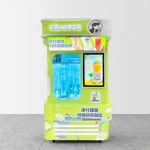 bubble tea vending machine hot/cold drinks robot arm without human operation support appearance