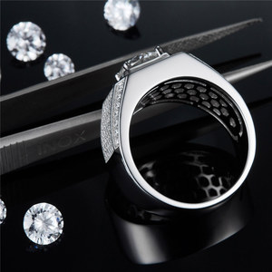 Châu Âu người đàn ông mỹ của S925 Sterling <span class=keywords><strong>Silver</strong></span> đầy đủ moissanite Nhẫn cưới cá nhân thời trang phong cách cho đảng nhà máy cổ - Product Image 2