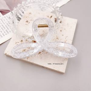 Pinces à cheveux grandes en acrylique pour femmes, motif dentelle élégant avec découpes, en plastique transparent, style sexy, accessoire de coiffure - Product Image 3