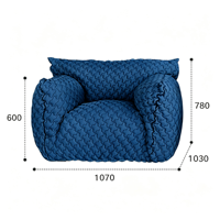 Canapé paresseux bleu Fat Boy de design minimaliste italien, fauteuil de détente individuel en tissu doux pour salon et chambre à coucher
