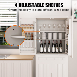 Adjustable Shelf <b>Kitchen</b> <b>Pantry</b> Storage Cabinet Buffet Cupboard Sideboard with <b>Kitchen</b> Features - Product Image 2