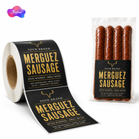 Étiquettes personnalisées pour emballages alimentaires, résistantes à l'huile, pour rouleaux de bœuf surgelés, impression de logo, étiquettes personnalisées imperméables en rouleau, étiquettes personnalisées pour saucisses