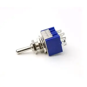 Mini 6-Pins 3-Stand Tuimelschakelaars Aan-Uit-Aan Dpdt Mini-Tuimelschakelaar 6a/125V Ac MTS-203 Blauw