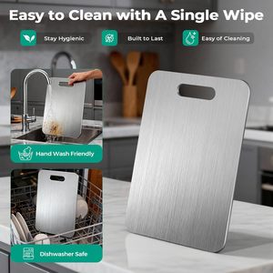 <span class=keywords><strong>Set</strong></span> di 3 Taglieri in Titanio Puro al 100% a Doppia Faccia, Non Tossici, Igienici, in Acciaio Inossidabile per Cucina e Campeggio - Product Image 5