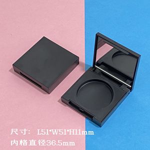 Blush <b>Box</b> Single Color Powder Compact 36.5mm Diameter With Mirror Matte Black Plastic <b>Empty</b> Case For Pressed Powder Makeup - Product Image 2