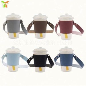 Reusable High Quality Modern Three-Layer Folding Cylinder PU Leather USA Mairun Cup Holder Strap Handle Tie Portable <b>Drink</b> - Product Image 3