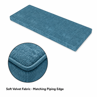 Coussin de banc en chenille teal imperméable personnalisé avec bordure passepoilée et housse amovible lavable pour siège de fenêtre, salon, intérieur