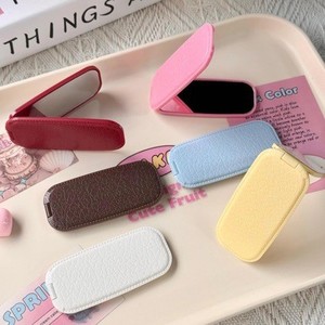 Imitation Leather Phone Holder Adhesive Folding Desktop <b>Stand</b> For Apple <b>iPhone</b> White Pink Yellow Blue Coffee Burgundy - Product Image 2