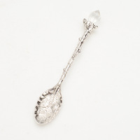 Cuillère vintage sculptée avec motif de tête de cristal, cuillères créatives en argent et or, cuillère à café et à thé, ustensiles de cuisine