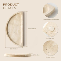 Porte-bijoux en travertin naturel pour salle de bain Plateau décoratif en travertin en forme de lune pour coiffeuse de salle de bain