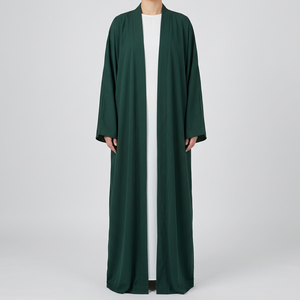 Abaya longue florale faite à la main pour femme, style turc, ouverte sur le devant, longueur ras du sol, robe de mariée modeste, en polyester respirant, la plus vendue - Product Image 1