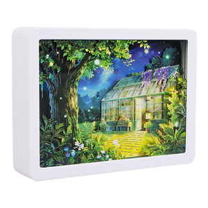 Kit de lampe 3D en papier à découper personnalisable DIY, motif Forêt et Serre, boîte à lumière d'ombre pour la décoration de chambre et de salon - Product Image 2