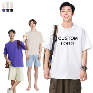 Camiseta de punto grueso 100% algodón personalizada para fabricantes, unisex, oversize, cuello redondo, estilo urbano, en blanco para estampar logo - Product Image 1