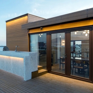 Tùy chọn kính riêng tư và thiết kế nhiều cửa đơn đôi cửa xoay nhôm bên ngoài Bản lề cửa hiên Pháp - Product Image 3