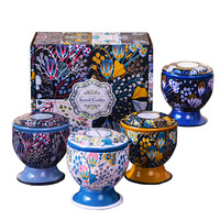 Coffret Cadeau Bougie Aromatique aux Fleurs Séchées en Pot Métallique, Parfums Variés, Décoration Maison, Cadeau de Mariage, Ambiance Fraîcheur