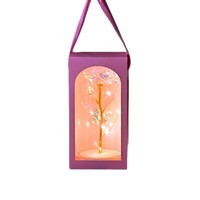 Lampu Malam Grosir Pabrik Kubah Kaca Bunga Mawar Buatan Bunga Awet Kotak Hadiah untuk Ibu Hadiah Ulang Tahun