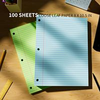 Papier à feuilles mobiles ligné pour carnet, format A4, recharge imprimée, rechargeable, 3 trous, 70-80 g/m², couleur personnalisée, échantillon personnalisé
