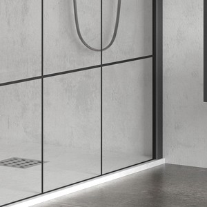 Mampara de Ducha Moderna NICO-3500 Kamalu de 100x90 cm, Negra, sin Marco, con Puerta Corredera de 90 cm y Vidrio de 10 mm para Dormitorio, Hotel y Exteriores - Product Image 4