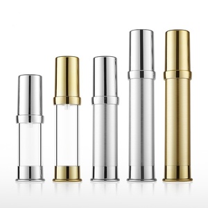 Juego de viaje al vacío de oro y plata con estampado en caliente de alto grado, botella de loción, botella de bomba sin aire de plástico PP, botella de bomba cosmética dorada - Product Image 1