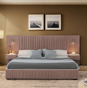 Base de Cama Queen Moderna Convertible Tapizada en Tela Chenille con Cabecero Plisado y Plataforma de Madera Sólida - Product Image 3