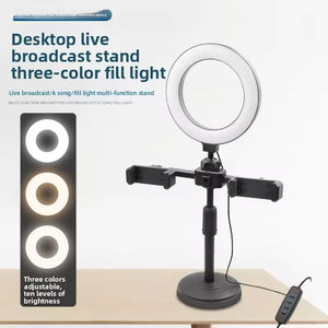 Anneau lumineux avec pince de fixation, support de diffusion en direct pour deux téléphones mobiles et support de <span class=keywords><strong>téléphone</strong></span> de bureau - Product Image 2