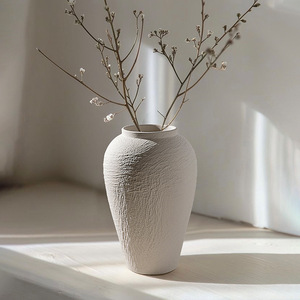 Jarrón de Cerámica Wabi-Sabi Hecho a Mano <span class=keywords><strong>con</strong></span> Textura de Patrón de Piedra para Arreglos Florales de Alta Gama <span class=keywords><strong>y</strong></span> Decoración del Hogar/Hotel - Product Image 4