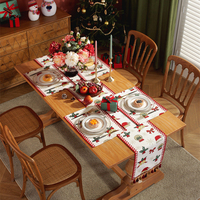 Chemin de table de Noël de luxe JU-463, jacquard, boules de Noël, anneaux de clochettes, chemins de table avec pompons
