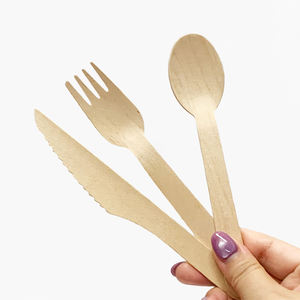 Ensemble de <span class=keywords><strong>couverts</strong></span> jetables en <span class=keywords><strong>bois</strong></span> personnalisés, écologiques et modernes, 140 mm et 160 mm, kit fantaisie pour les fêtes d'enfants - Product Image 3