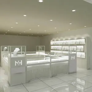 Modern style jewelry store design wood glass jewelry display showcase for show
