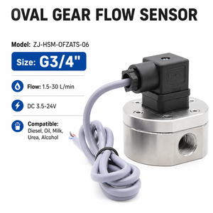 Débitmètre à engrenages ovales OEM ODM DC24V G3/4'' DN20 en acier inoxydable, capteur de débit à turbine pour la mesure du lait liquide dans les fermes d'élevage - Product Image 1