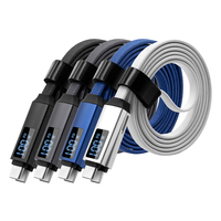 Kabel pengisian daya Cepat tipe C, pengisi daya PD 100W 3A kepang nilon tahan lama 3 dalam 1 untuk iPhone 15 pro max
