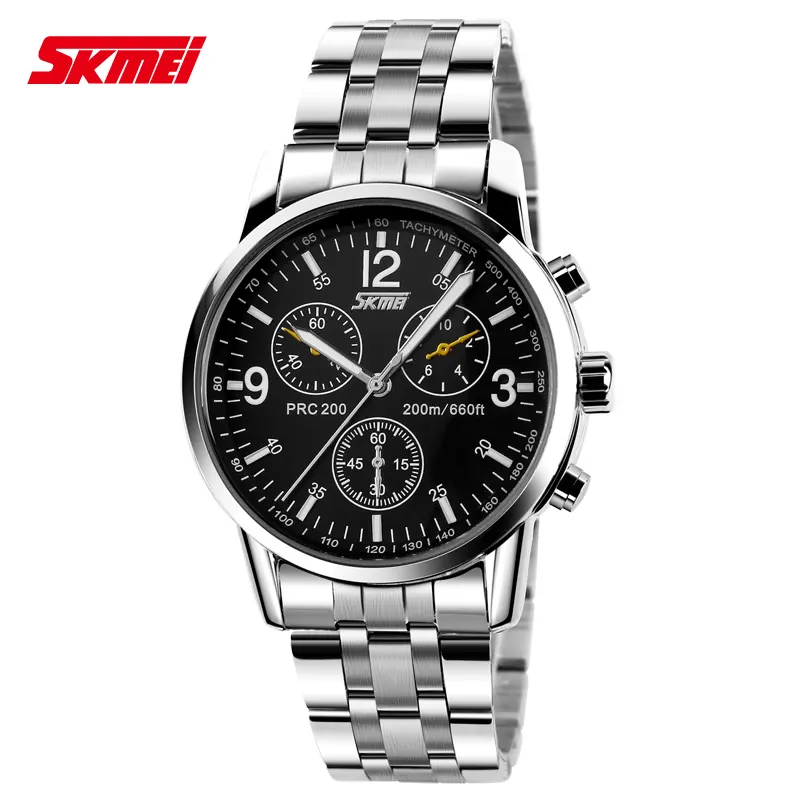9070 skmei wholesaler Wristwatch Movt Quartz Watch factory price Stainless Steel black silver watches men