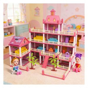 Gran casa de plástico con dormitorio, cocina, baño, balcón, muebles, para contar historias, juego de simulación, juguete DIY, regalo - Product Image 2