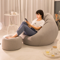 Canapé pouf gonflable en mousse, pouf confortable en mousse à mémoire de forme, fauteuil inclinable de salon avec mini repose-pieds