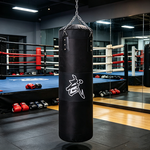 QUTENG <span class=keywords><strong>Sac</strong></span> <span class=keywords><strong>de</strong></span> <span class=keywords><strong>frappe</strong></span> sur pied robuste <span class=keywords><strong>de</strong></span> 100 cm pour enfants et adultes, en tissu Oxford et cuir PU, rotation à 360°, fermeture élastique murale - Product Image 4