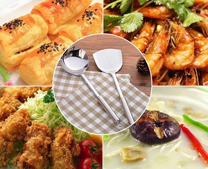 Utensili da <span class=keywords><strong>cucina</strong></span> in acciaio inossidabile girevoli di grandi <span class=keywords><strong>dimensioni</strong></span> per bistecca fritta, utensili da <span class=keywords><strong>cucina</strong></span> con spatola scanalata a manico lungo - Product Image 5