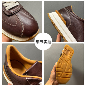 Men's Genuine Leather Casual Sneakers Dark Brown <b>Soft</b> Sole Daily Wear Walking <b>Shoes</b> - Product Image 4