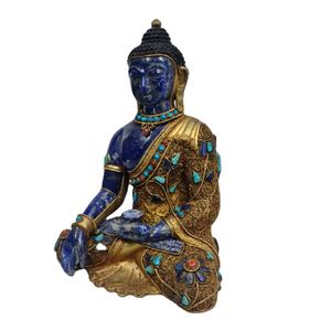 Estatua de Buda de cobre hecha a mano con filigrana de oro, estatua india con acabado de museo de cobre - Product Image 5