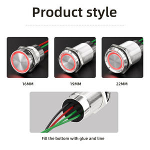 מתגי לחיצה רגעיים 16 מ\\\"מ 19 מ\\\"מ 22 מ\\\"מ עם תאורת טבעת, מוארים, לשליטה על ציוד חשמלי, עמידים למים בתקן IP68 - Product Image 2
