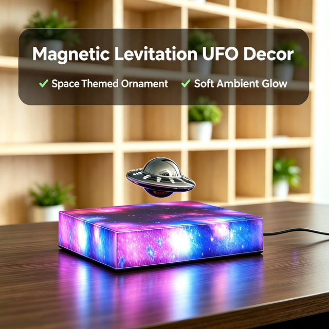Magnetic Levitation Floating UFO Glowing Starry Sky Base Home Decor Lights Stable Rotation Floating Light for Bedroom Ornament