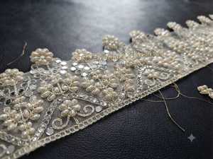 Pearl Embroidery Floral Lace Trim <b>Ribbon</b> Bridal <b>Wedding</b> Dress Garment Border Decorative Craft Sewing Home Decor Embellishment - Product Image 5