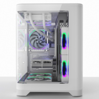 Fábrica Nuevo diseño Blanco MATX Gaming PC Case Chasis de escritorio Panel de Vidrio Curvo Torre media CPU Gabinete Caja de la computadora para Gamer
