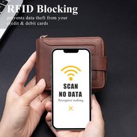 Dompet Kulit Asli Aarons dengan Resleting-02 RFID Blocking Kapasitas Besar Vintage untuk Pria dengan Kantong Koin dan Jendela ID