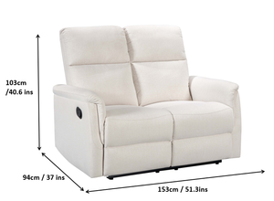 Conjunto <span class=keywords><strong>de</strong></span> Sofá Reclinable Moderno <span class=keywords><strong>de</strong></span> 2 Plazas con Tapicería <span class=keywords><strong>de</strong></span> Tela, Consola Reclinable Manual, Portavasos, Cargador Inalámbrico - Muebles Personalizables - Product Image 3