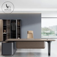 Meubles de bureau commerciaux, bureau de direction moderne en forme de L, bureau de patron de luxe, bureau de PDG en bois, directement de l'usine
