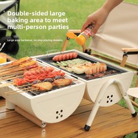 Barbecue à charbon de bois d'extérieur en gros, en acier inoxydable, pour la cuisson et le camping, fumoir épaissi, four portable