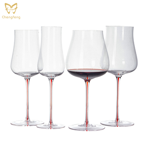Copas <span class=keywords><strong>de</strong></span> Vino Elegantes <span class=keywords><strong>de</strong></span> Estilo Italiano, Hechas a Mano con Tallo <span class=keywords><strong>de</strong></span> Seda Roja, Cristal sin Plomo para Degustación <span class=keywords><strong>de</strong></span> Borgoña y Burdeos - Product Image 1