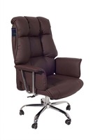 Chaise de bureau pivotante ergonomique contemporaine Chesterfield en cuir PU à dossier haut et robuste pour le bureau à domicile