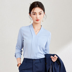 Chemise professionnelle formelle pour femmes, style occidental, polyester/coton, manches longues, pour les entretiens des fonctionnaires - Product Image 3