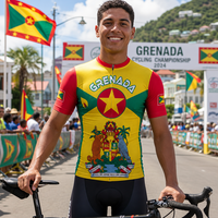 Maillot de cyclisme personnalisable Grenade pour hommes, maillot de course à vélo à manches courtes avec drapeau et carte de la Grenade, tenue de cyclisme personnalisée